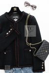 CHANEL 09PF Black Red Trim Moscow Wool Tweed Jacket 34 40 42 シャネル ブラック レッド トリム ロマノフ ウール ツイード ジャケット 即発
