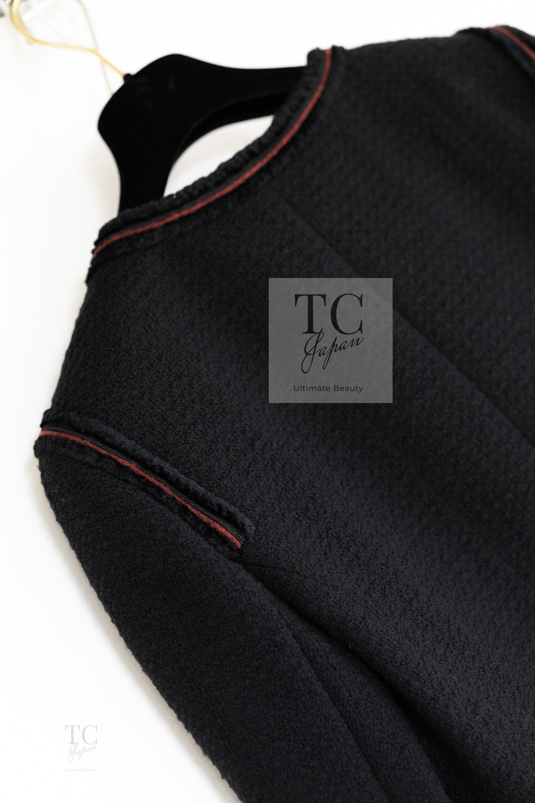 CHANEL 09PF Black Red Trim Moscow Wool Tweed Jacket 34 40 42 シャネル ブラック レッド トリム ロマノフ ウール ツイード ジャケット 即発
