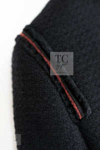 CHANEL 09PF Black Red Trim Moscow Wool Tweed Jacket 34 40 42 シャネル ブラック レッド トリム ロマノフ ウール ツイード ジャケット 即発