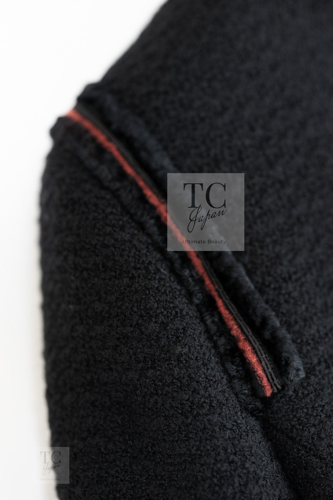 CHANEL 09PF Black Red Trim Moscow Wool Tweed Jacket 34 40 42 シャネル ブラック レッド トリム ロマノフ ウール ツイード ジャケット 即発