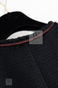 CHANEL 09PF Black Red Trim Moscow Wool Tweed Jacket 34 40 42 シャネル ブラック レッド トリム ロマノフ ウール ツイード ジャケット 即発