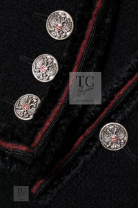 CHANEL 09PF Black Red Trim Moscow Wool Tweed Jacket 34 40 42 シャネル ブラック レッド トリム ロマノフ ウール ツイード ジャケット 即発