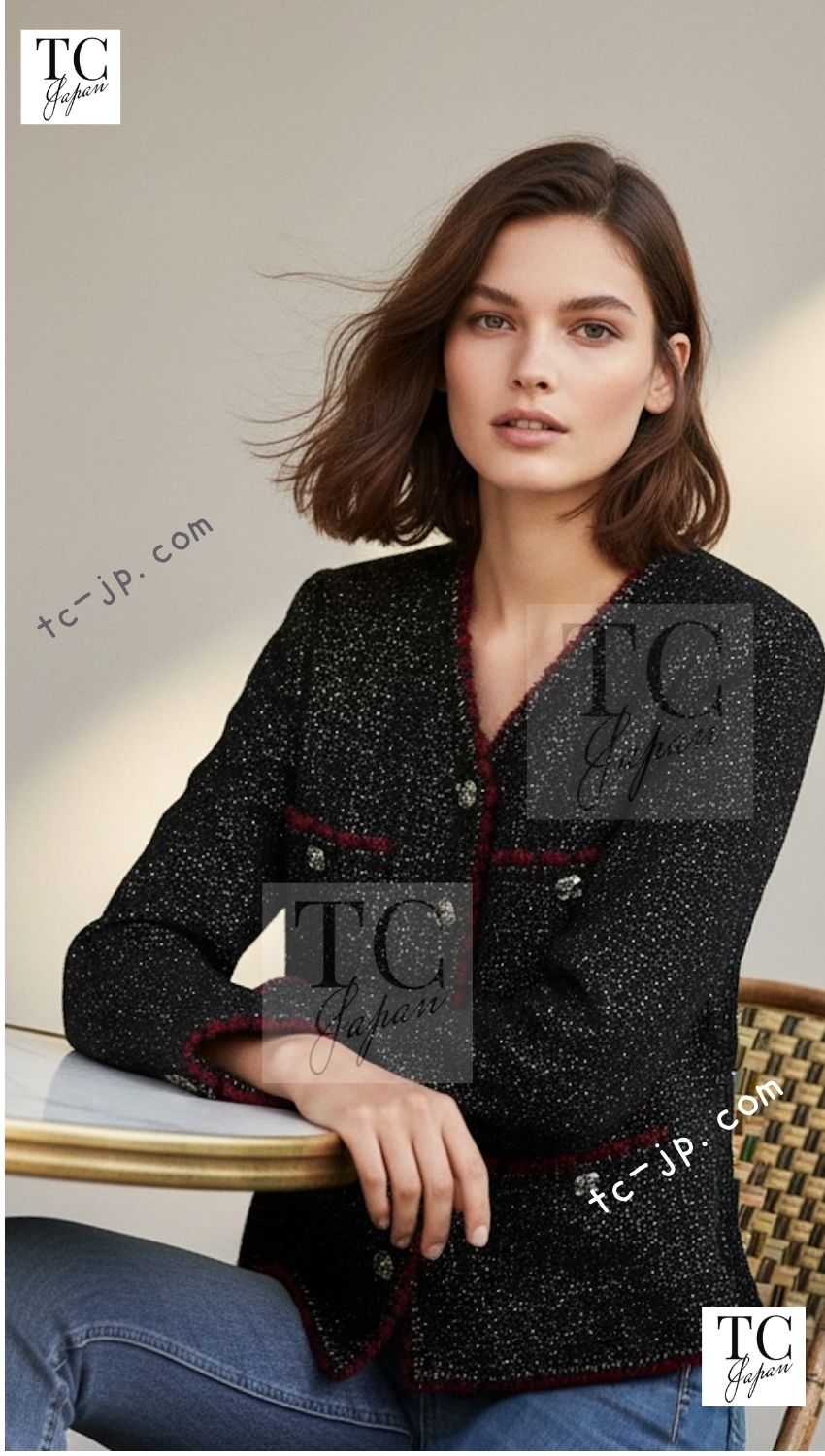 CHANEL 11A Black Red Metallic Fantasy Tweed Jacket 34 36 シャネル ブラック レッド メタリック ファンタジー ツイード ジャケット 即発 - TC JAPAN