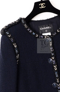 CHANEL 16S Navy Epaulettes Trimming Wool Jacket 38 シャネル ネイビー 肩章 ココマーク ボタン ウール ジャケット 即発