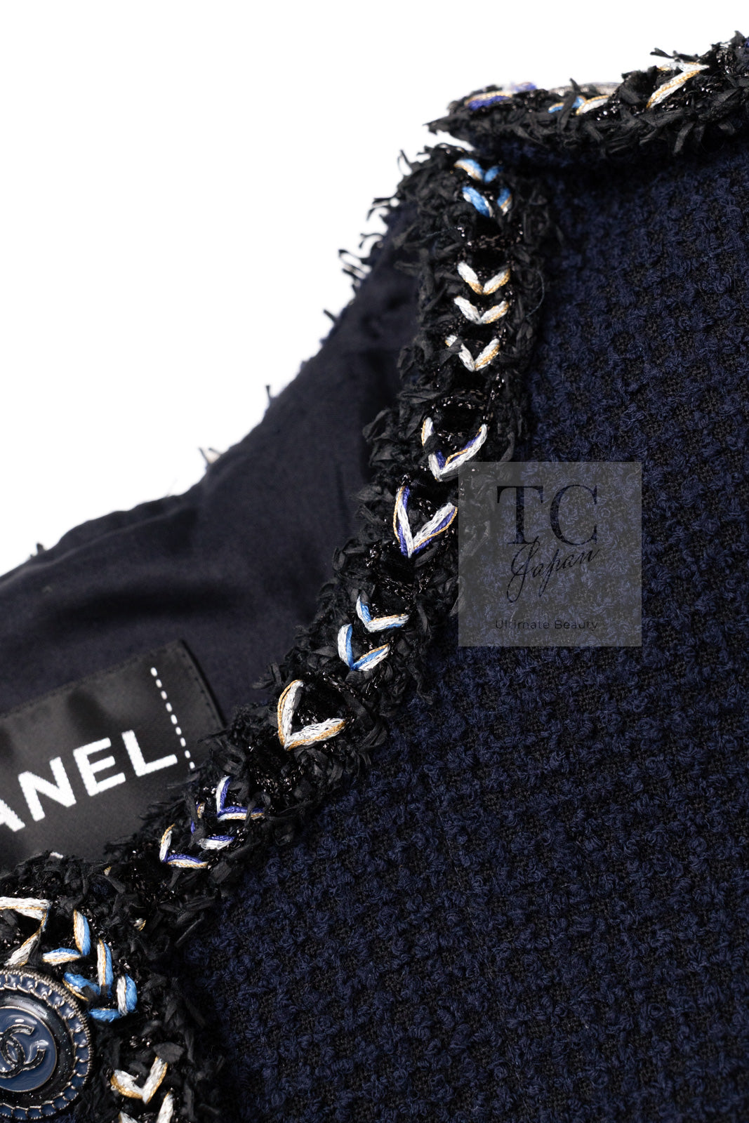 CHANEL 16S Navy Epaulettes Trimming Wool Jacket 38 シャネル ネイビー 肩章 ココマーク ボタン ウール ジャケット 即発