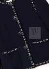 CHANEL 16S Navy Epaulettes Trimming Wool Jacket 38 シャネル ネイビー 肩章 ココマーク ボタン ウール ジャケット 即発