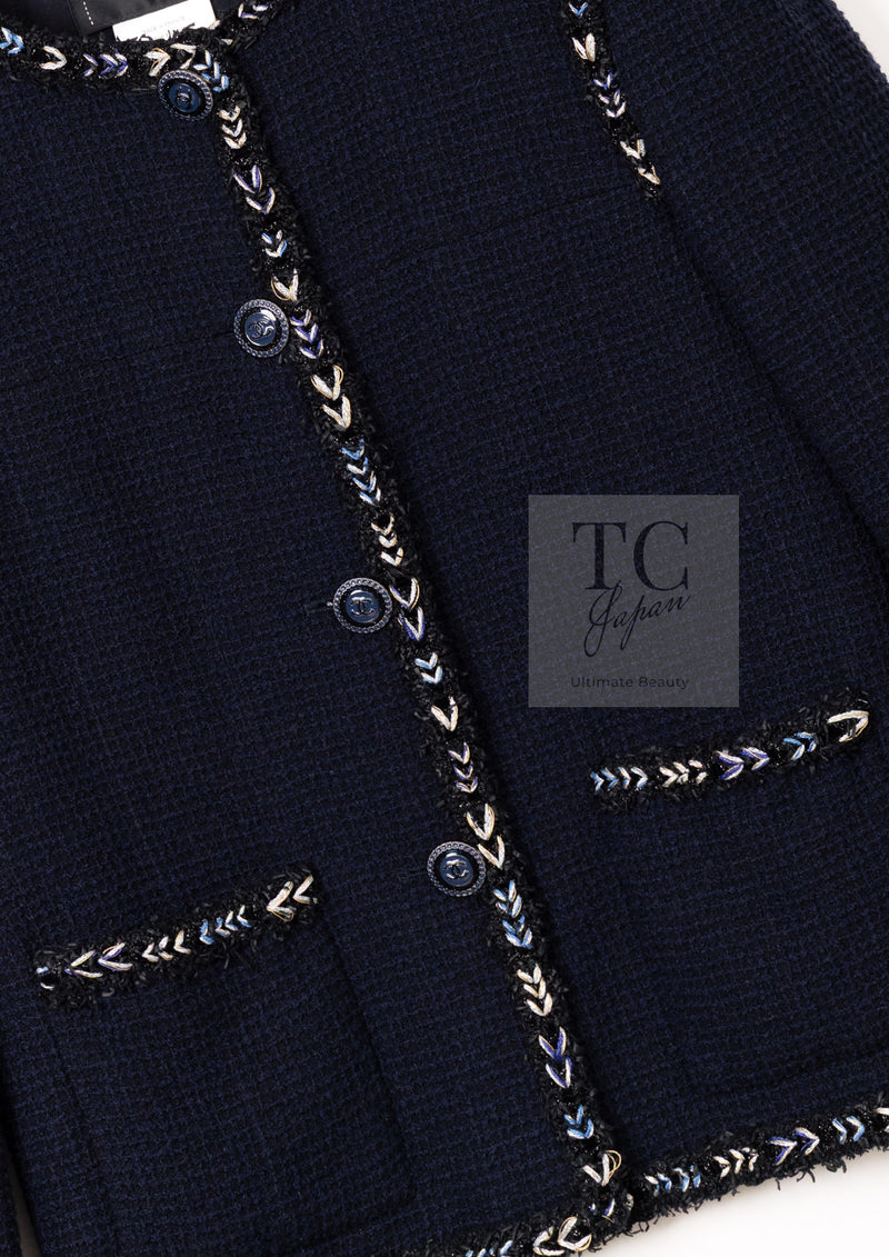 CHANEL 16S Navy Epaulettes Trimming Wool Jacket 38 シャネル ネイビー 肩章 ココマーク ボタン ウール ジャケット 即発