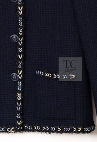 CHANEL 16S Navy Epaulettes Trimming Wool Jacket 38 シャネル ネイビー 肩章 ココマーク ボタン ウール ジャケット 即発