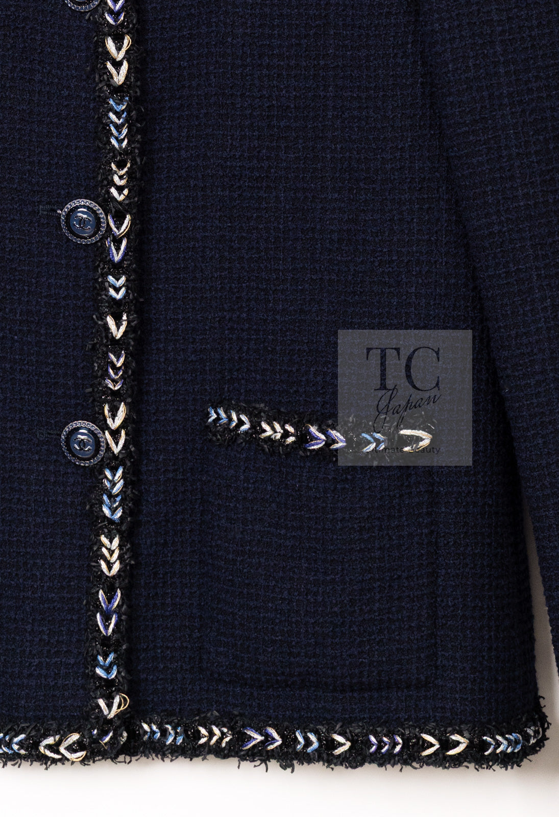 CHANEL 16S Navy Epaulettes Trimming Wool Jacket 38 シャネル ネイビー 肩章 ココマーク ボタン ウール ジャケット 即発
