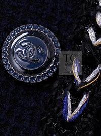 CHANEL 16S Navy Epaulettes Trimming Wool Jacket 38 シャネル ネイビー 肩章 ココマーク ボタン ウール ジャケット 即発