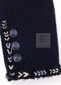 CHANEL 16S Navy Epaulettes Trimming Wool Jacket 38 シャネル ネイビー 肩章 ココマーク ボタン ウール ジャケット 即発