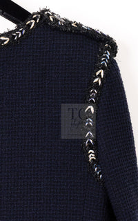 CHANEL 16S Navy Epaulettes Trimming Wool Jacket 38 シャネル ネイビー 肩章 ココマーク ボタン ウール ジャケット 即発