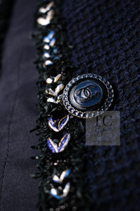 CHANEL 16S Navy Epaulettes Trimming Wool Jacket 38 シャネル ネイビー 肩章 ココマーク ボタン ウール ジャケット 即発