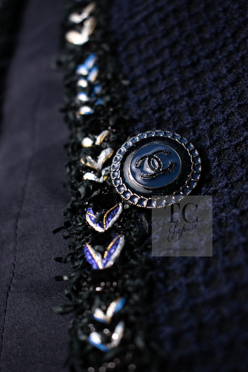 CHANEL 16S Navy Epaulettes Trimming Wool Jacket 38 シャネル ネイビー 肩章 ココマーク ボタン ウール ジャケット 即発