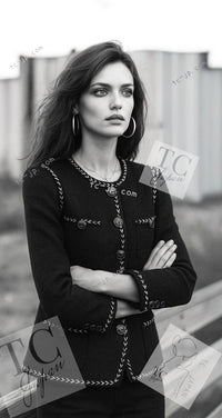 CHANEL 16S Black Multicolor Epaulettes Trimming Jacket 34 36 シャネル ブラック マルチカラー 肩章 ココマーク ボタン ジャケット 即発 - TC JAPAN