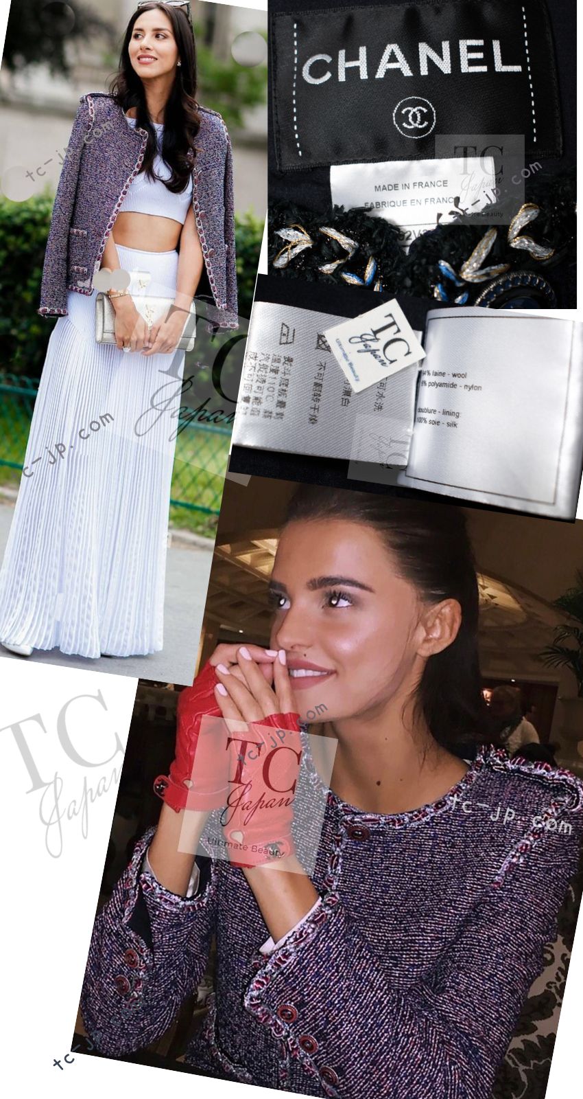 シャネル ジャケット CHANEL ネイビー 肩章 ココマーク ボタン ウール