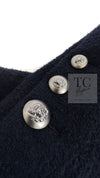 CHANEL 08A Dark Navy Wool Big Lion Button Jacket Coat 36 シャネル ダーク ネイビー ウール 大きい ライオン ボタン ジャケット コート 即発