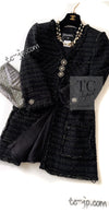 CHANEL 07PF Black Metallic Long Tweed Coat Jacket 38 40 シャネル ブラック メタリック ロング ツイード コート ジャケット 即発