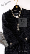 CHANEL 07PF Black Metallic Long Tweed Coat Jacket 38 40 シャネル ブラック メタリック ロング ツイード コート ジャケット 即発