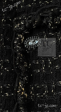 CHANEL 07PF Black Metallic Long Tweed Coat Jacket 38 40 シャネル ブラック メタリック ロング ツイード コート ジャケット 即発