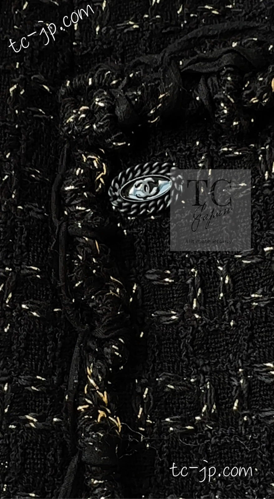 CHANEL 07PF Black Metallic Long Tweed Coat Jacket 38 40 シャネル ブラック メタリック ロング ツイード コート ジャケット 即発