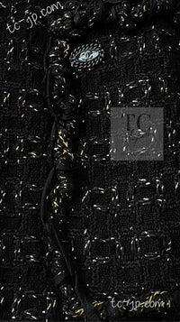 CHANEL 07PF Black Metallic Long Tweed Coat Jacket 38 40 シャネル ブラック メタリック ロング ツイード コート ジャケット 即発