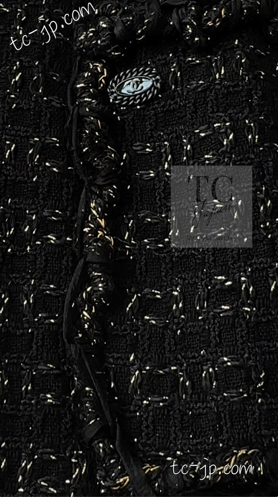 CHANEL 07PF Black Metallic Long Tweed Coat Jacket 38 40 シャネル ブラック メタリック ロング ツイード コート ジャケット 即発