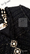 CHANEL 07PF Black Metallic Long Tweed Coat Jacket 38 40 シャネル ブラック メタリック ロング ツイード コート ジャケット 即発