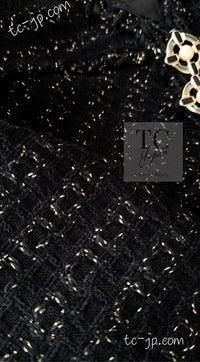 CHANEL 07PF Black Metallic Long Tweed Coat Jacket 38 40 シャネル ブラック メタリック ロング ツイード コート ジャケット 即発