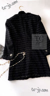 CHANEL 07PF Black Metallic Long Tweed Coat Jacket 38 40 シャネル ブラック メタリック ロング ツイード コート ジャケット 即発