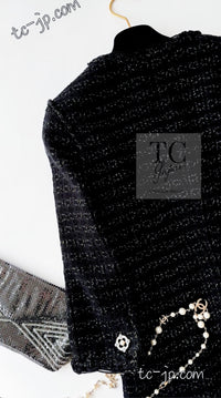 CHANEL 07PF Black Metallic Long Tweed Coat Jacket 38 40 シャネル ブラック メタリック ロング ツイード コート ジャケット 即発