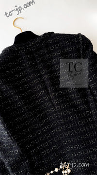 CHANEL 07PF Black Metallic Long Tweed Coat Jacket 38 40 シャネル ブラック メタリック ロング ツイード コート ジャケット 即発