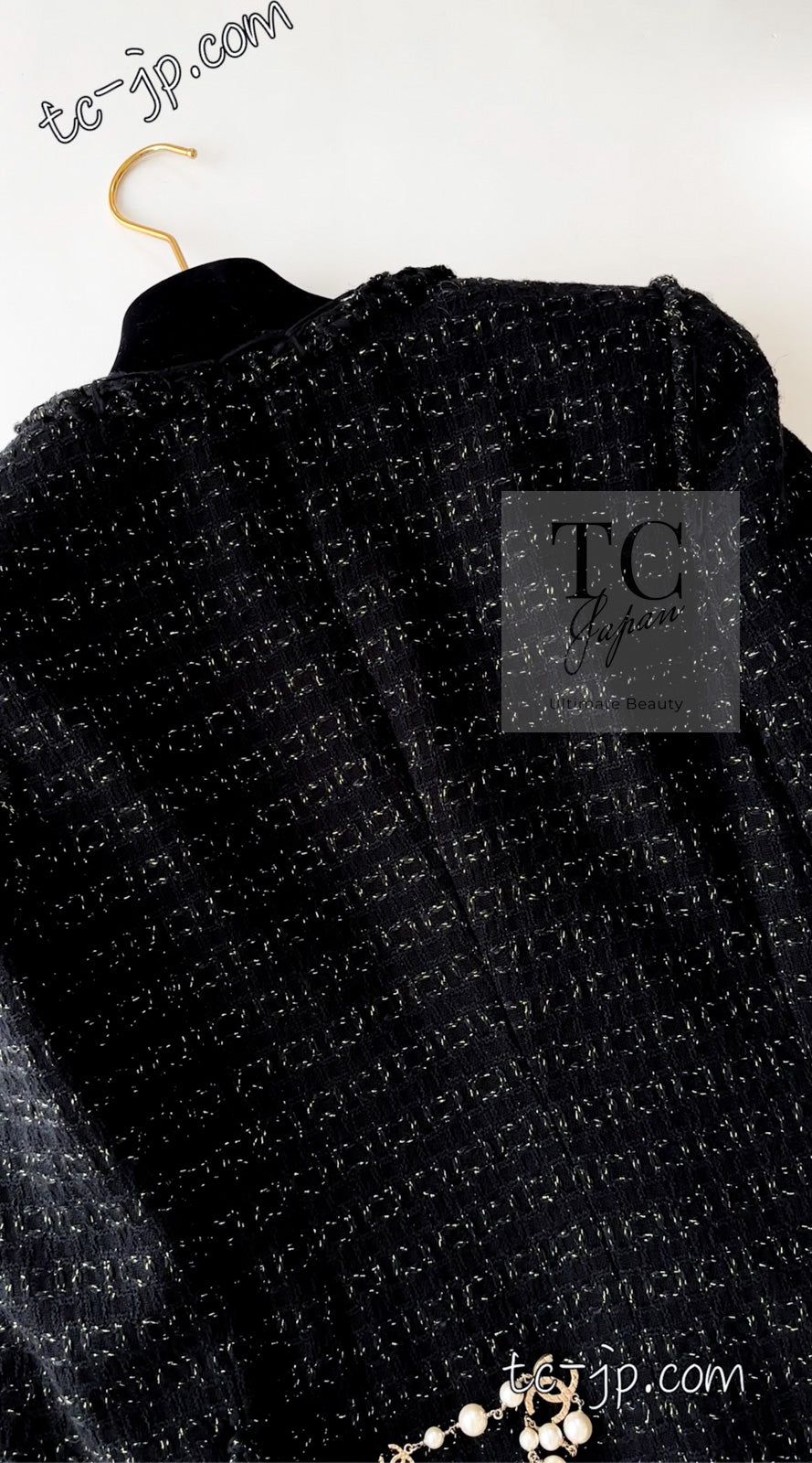 CHANEL 07PF Black Metallic Long Tweed Coat Jacket 38 40 シャネル ブラック メタリック ロング ツイード コート ジャケット 即発