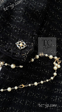 CHANEL 07PF Black Metallic Long Tweed Coat Jacket 38 40 シャネル ブラック メタリック ロング ツイード コート ジャケット 即発