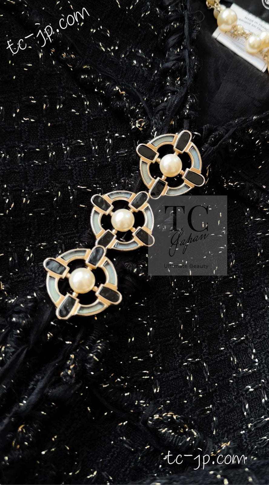 CHANEL 07PF Black Metallic Long Tweed Coat Jacket 38 40 シャネル ブラック メタリック ロング ツイード コート ジャケット 即発