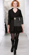 CHANEL 07PF Black Metallic Long Tweed Coat Jacket 38 40 シャネル ブラック メタリック ロング ツイード コート ジャケット 即発