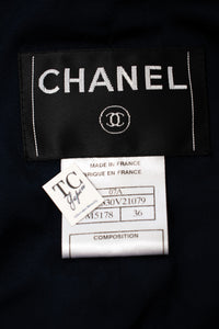 CHANEL 07PF Black Blue Metallic Tweed Jacket 36 シャネル ブラック ネイビー メタリック ツイード ジャケット 即発