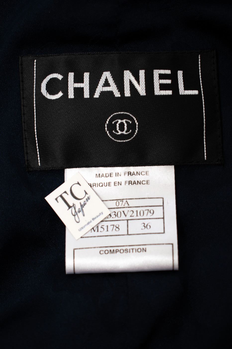CHANEL 07PF Black Blue Metallic Tweed Jacket 36 シャネル ブラック ネイビー メタリック ツイード ジャケット 即発