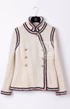 CHANEL 10PF Ivory Blade Trim Wool Tweed Jacket 38 シャネル アイボリー ブレイド トリム ウール ツイード ジャケット 即発