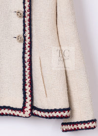 CHANEL 10PF Ivory Blade Trim Wool Tweed Jacket 38 シャネル アイボリー ブレイド トリム ウール ツイード ジャケット 即発