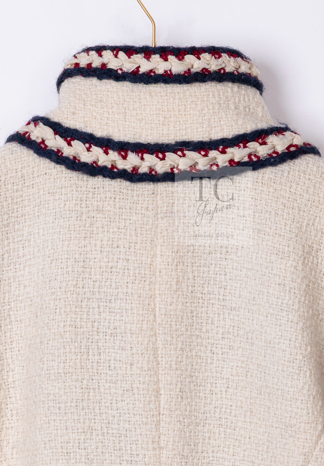 シャネル ジャケット CHANEL 10PF アイボリー トリム ウール ツイード