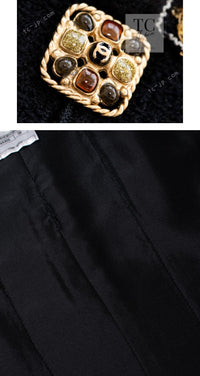 CHANEL 11PF Black Gold Gripoix Buttons Wool Jacket Skirt Suit Cameron Diaz 38 シャネル ブラック ゴールド グリポア宝石ボタン ウール ジャケット スカート スーツ キャメロン ディアス 即発