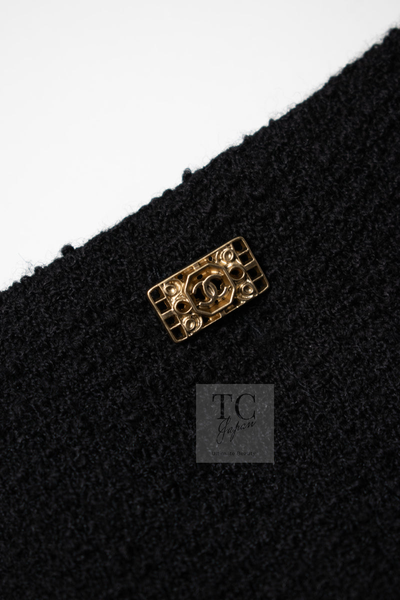 CHANEL 11PF Black Gold Gripoix Buttons Wool Jacket Skirt Suit Cameron Diaz 38 シャネル ブラック ゴールド グリポア宝石ボタン ウール ジャケット スカート スーツ キャメロン ディアス