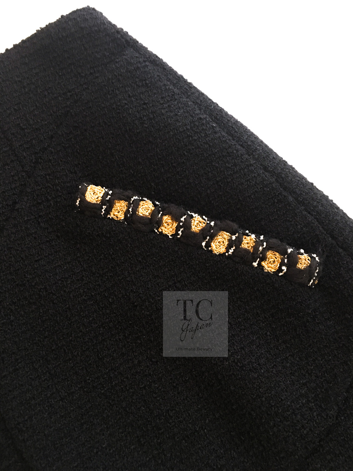 CHANEL 11PF Black Gold Gripoix Buttons Wool Jacket Skirt Suit Cameron Diaz 38 シャネル ブラック ゴールド グリポア宝石ボタン ウール ジャケット スカート スーツ キャメロン ディアス