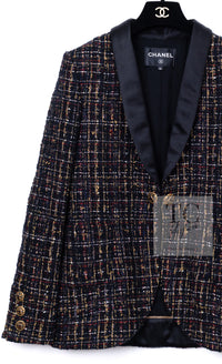 CHANEL 19PF Black Gold Wool Mohair Silk Tweed Jacket 38 シャネル ブラック ゴールド ウール モヘア シルク ツイード ジャケット 即発