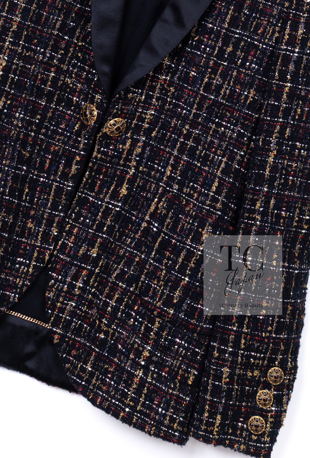CHANEL 19PF Black Gold Wool Mohair Silk Tweed Jacket 38 シャネル ブラック ゴールド ウール モヘア シルク ツイード ジャケット 即発