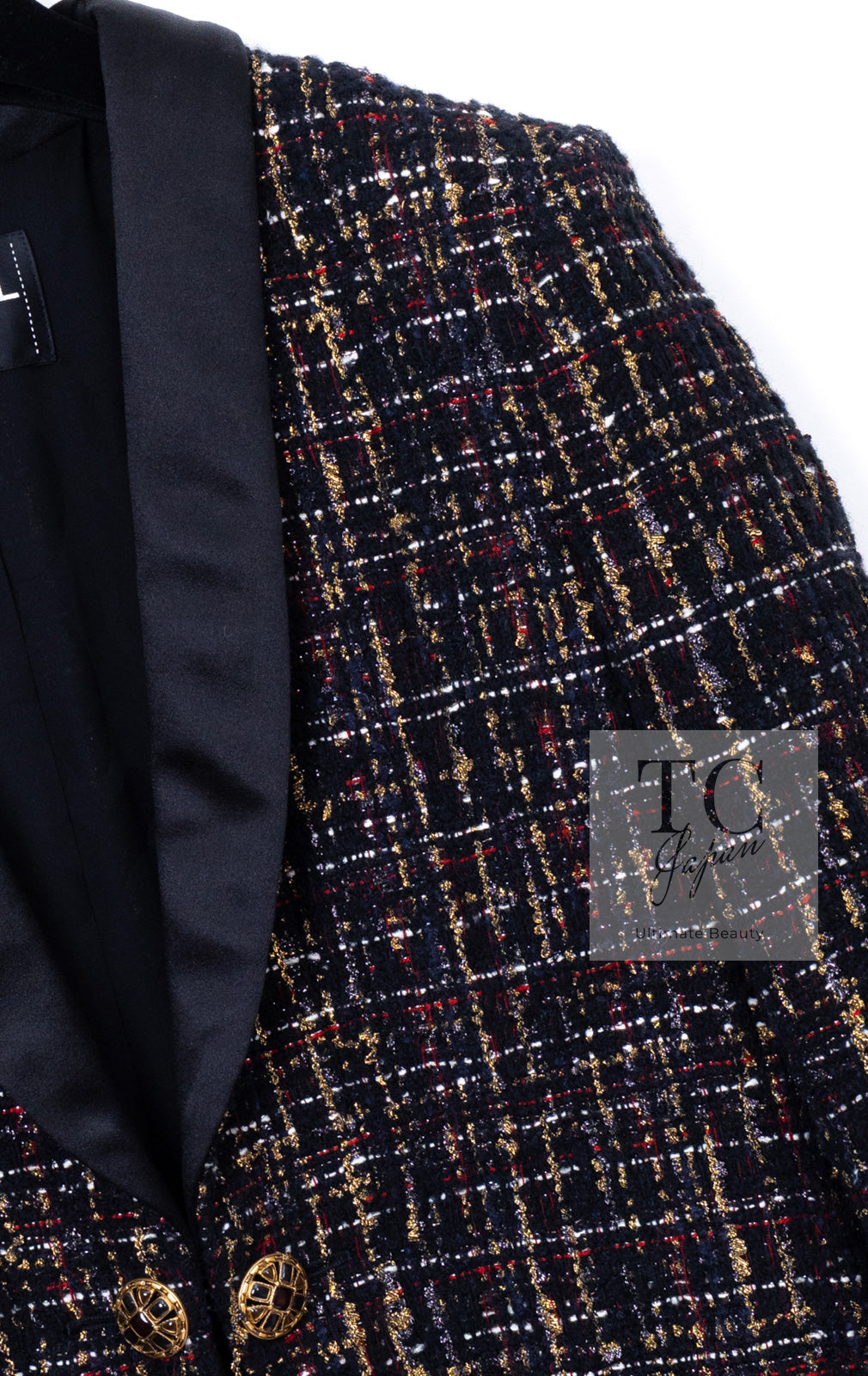 CHANEL 19PF Black Gold Wool Mohair Silk Tweed Jacket 38 シャネル ブラック ゴールド ウール モヘア シルク ツイード ジャケット 即発