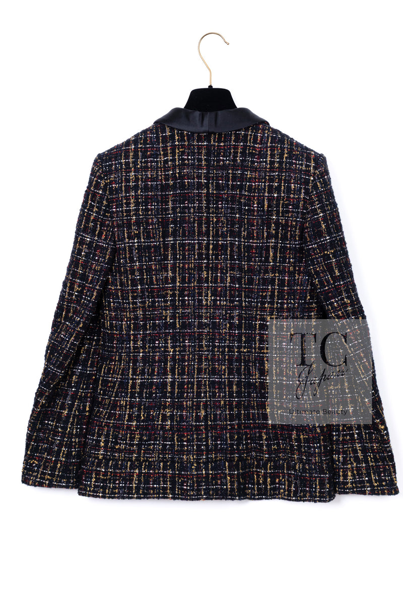 CHANEL 19PF Black Gold Wool Mohair Silk Tweed Jacket 38 シャネル ブラック ゴールド ウール モヘア シルク ツイード ジャケット 即発
