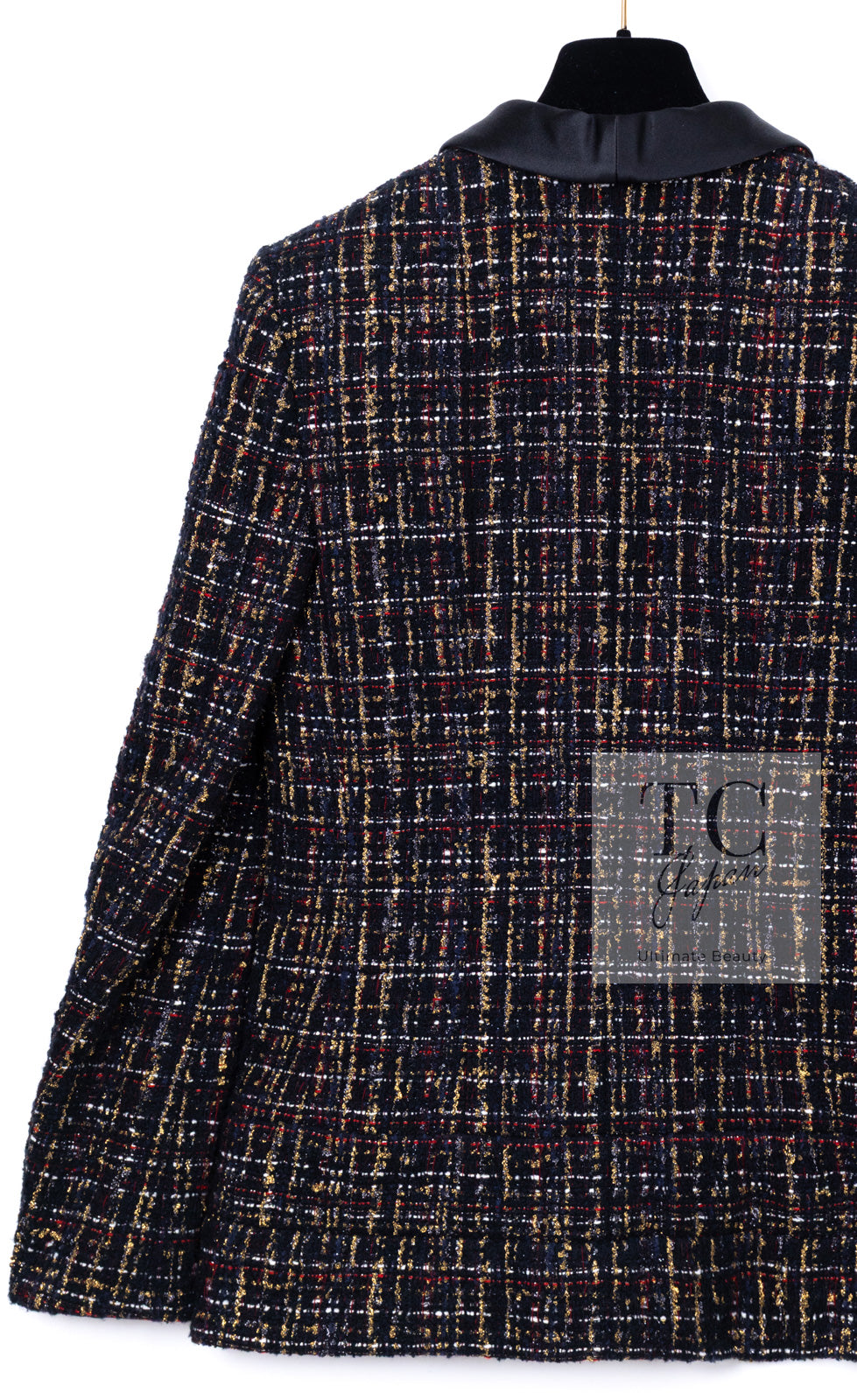 CHANEL 19PF Black Gold Wool Mohair Silk Tweed Jacket 38 シャネル ブラック ゴールド ウール モヘア シルク ツイード ジャケット 即発
