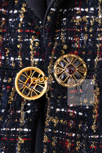 CHANEL 19PF Black Gold Wool Mohair Silk Tweed Jacket 38 シャネル ブラック ゴールド ウール モヘア シルク ツイード ジャケット 即発